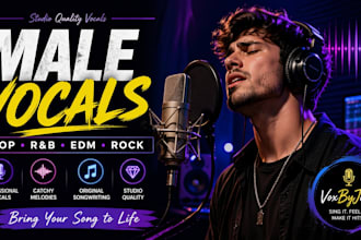 sing and record male pop, rnb, rock or edm vocals, classical, melody singer