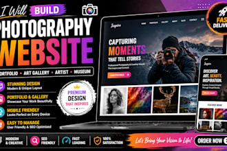 build photography website, portfolio, art gallery, artist, museum website