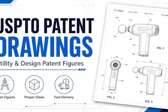 create uspto patent drawings for utility, design patents, technical drawing