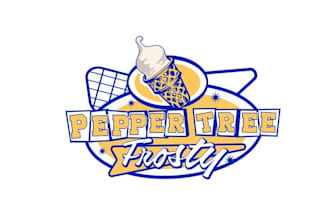 make pepper tree frosty logo with ice cream shop