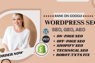 do onpage seo geo aeo service for wordpress shopify wix squarespace website