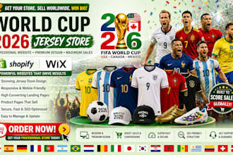 build world cup 2026 football jersey shopify and wix website landing page design