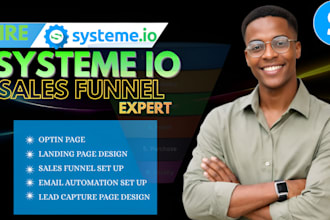 create landing page, opt in page, email automation, sales funnel on systeme io