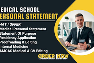 edit, proofread medical personal statement for amcas eras application in 24 hrs