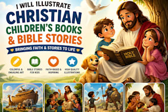 children story book illustration , christian story book  and bible illustration