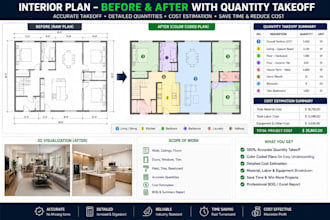 markup quantity takeoff from 2d floor plan, design cost estimation for USA house