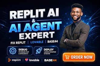 build replit ai, lovable ai, base44, ai agent and fix replit  base44 debugs