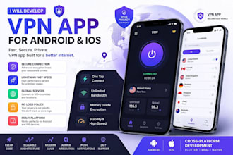 develop secure VPN app for android, ios or web with openvpn or wireguard