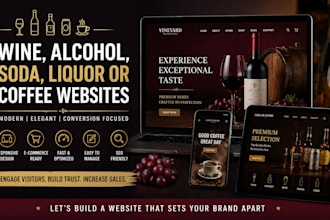 build wine website, alcoholic website, soda, drinks, liquor or coffee websites