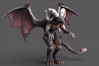 sculpt 3d game character,fantasy monster,mythical creature,vr avatar,glb model