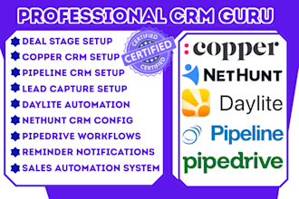 setup copper crm nethunt daylite automate pipeline crm pipedrive sales workflow