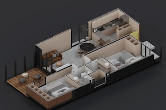 create 3d axonometric plans,room renders, sims  house, architectural diagram,dwg