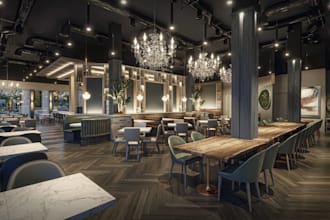 redesign 3d restaurant interior,dining area,luxury hotel, indoor pool,cgi layout