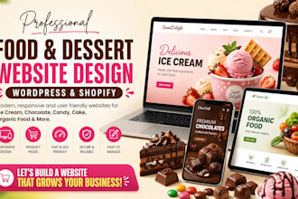 design ice cream chocolate candy cake organic food wordpress shopify website