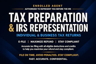 prepare and efile US tax return 1040 1065 1120s as irs enrolled agent