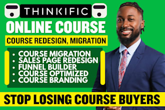 redesign thinkific landing page, health and wellness course, thinkific migration