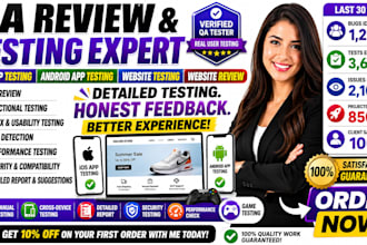 qa review, website testing, ios app testing, website review, android app testing