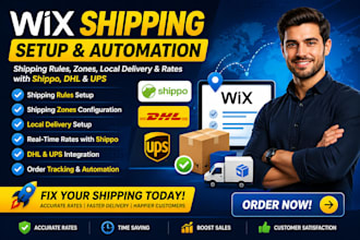 setup wix shipping rules zones local delivery  rates with shippo dhl ups