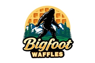 design mascot bigfoot waffles food truck logo