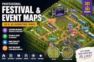 design professional festival and event maps in 2d 3d isometric