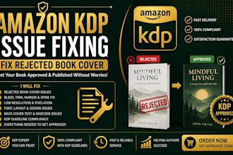 fix book cover, amazon kindle book formatting, resize edit and format book cover