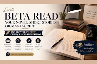 professionally beta read, edit and give honest feedback on your book or story