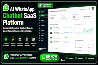 create whatsapp business API chatbot saas for bookings, orders and support