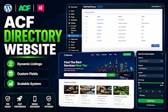 develop dynamic directory website using elementor pro and acf pro