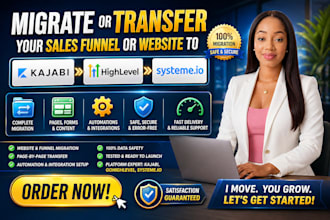 migrate or transfer sales funnel, website to kajabi, gohighlevel, systeme io