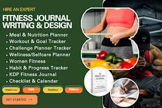 design fitness journal, workout plan, fitness gym guide amazon KDP fitness ebook