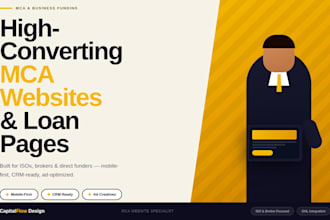 design mca website, business funding website, mca ads creative for iso website