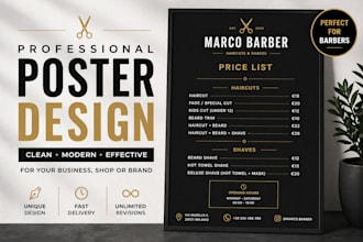 design a modern barber price list menu