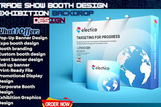 do trade show booth banner, backdrop exhibition stand and pop up banner design