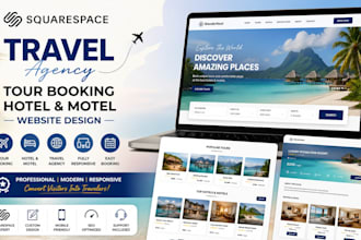 squarespace travel agency website tour booking hotel motel website design