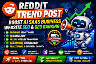 do reddit trend post boost ai saas business website seo backlink geo ranking