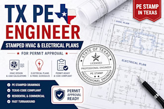 tx pe engineer stamped hvac and electrical plans for permit approval