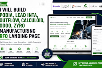 build podia lead inta outflow calculoid odoo zyro manufacturing rfq landing page