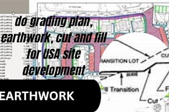 do grading plan, earthwork, cut and fill for USA site development