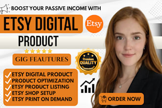 design esty digital product for esty shop, esty shop set up, esty seo listings