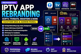 rebrand iptv smarters, xciptv and tivimate with custom dns setup