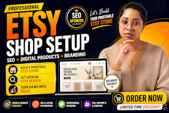 design etsy shop setup seo digital product store branding design