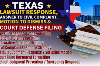 draft texas lawsuit response, answer to civil complaint, motion to dismiss