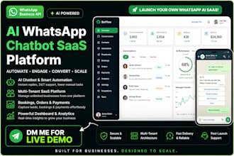 build whatsapp business API automation saas for support, bookings, payments