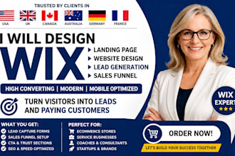 design wix landing page wix website design wix lead generation sales funnel