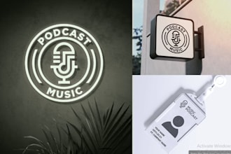 design modern podcast cover art, logo and branding kit