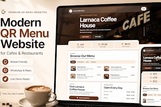 create a modern qr menu website for your restaurant or cafe