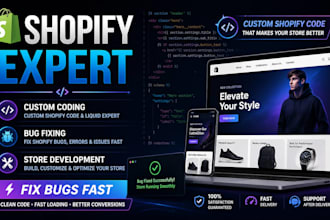 do shopify custom coding bug fixing shopify store development shopify expert
