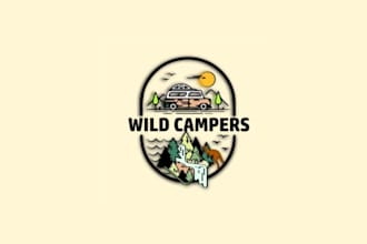 design motivation theme camper van hire logo
