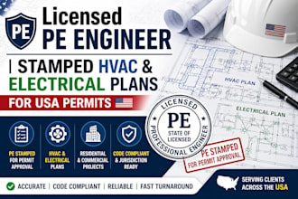 licensed pe engineer stamped hvac and electrical plans for USA permits