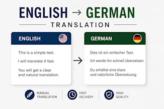 translate english to german manually and fast
